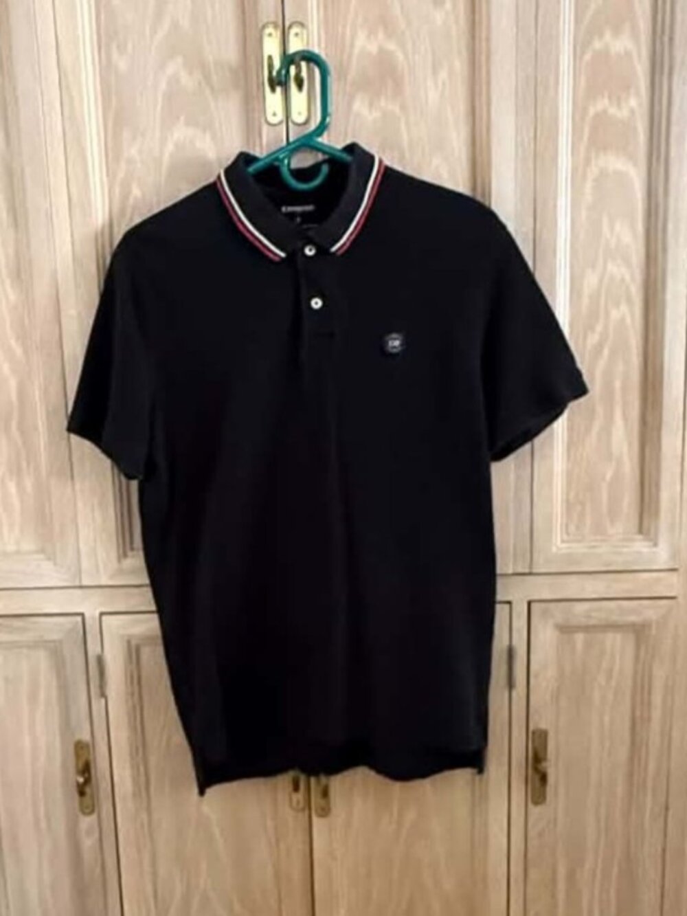 Express Men’s M Black 100% Cotton Polo Shirt Contrast Collar